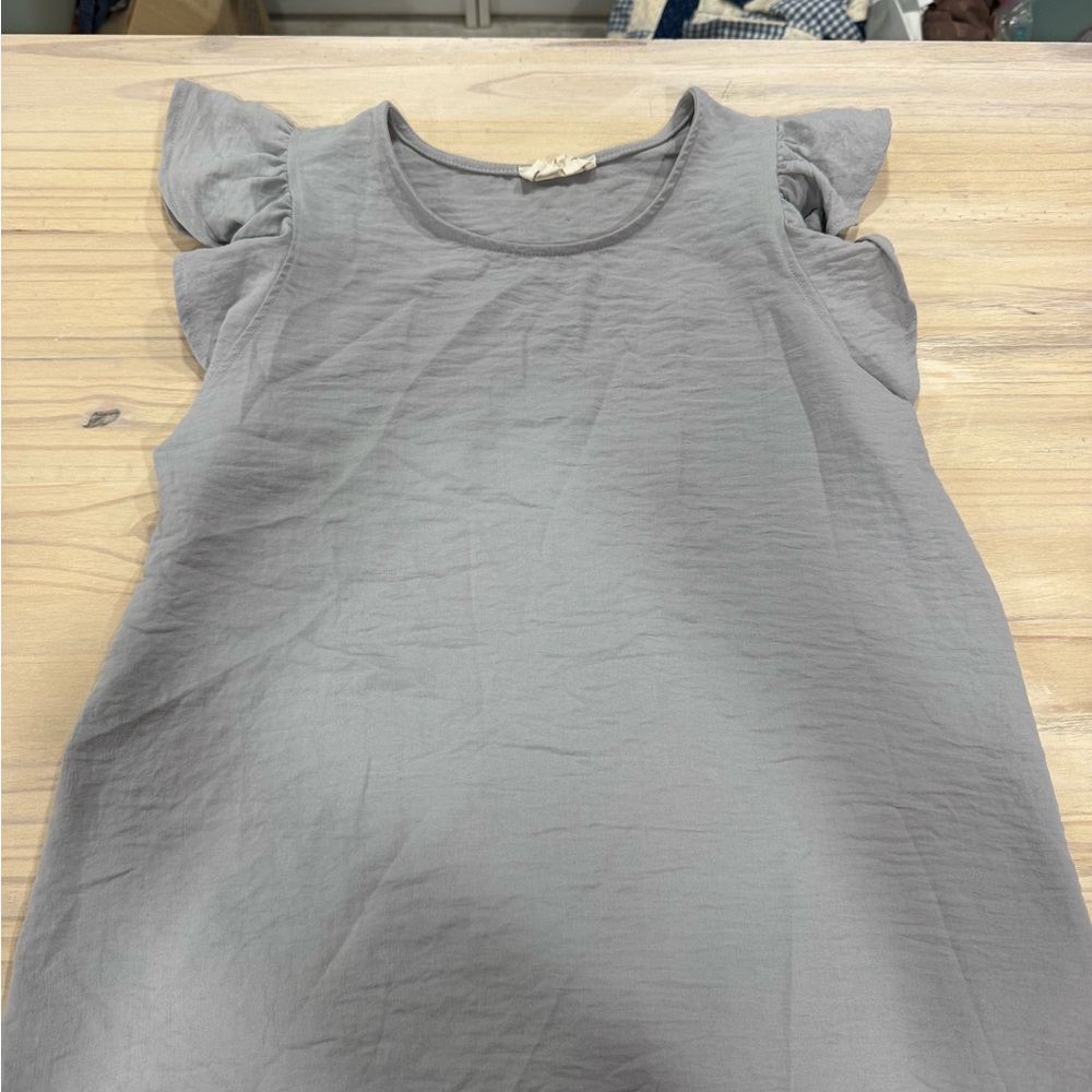Women's Gray Ruffle Sleeve Blouse